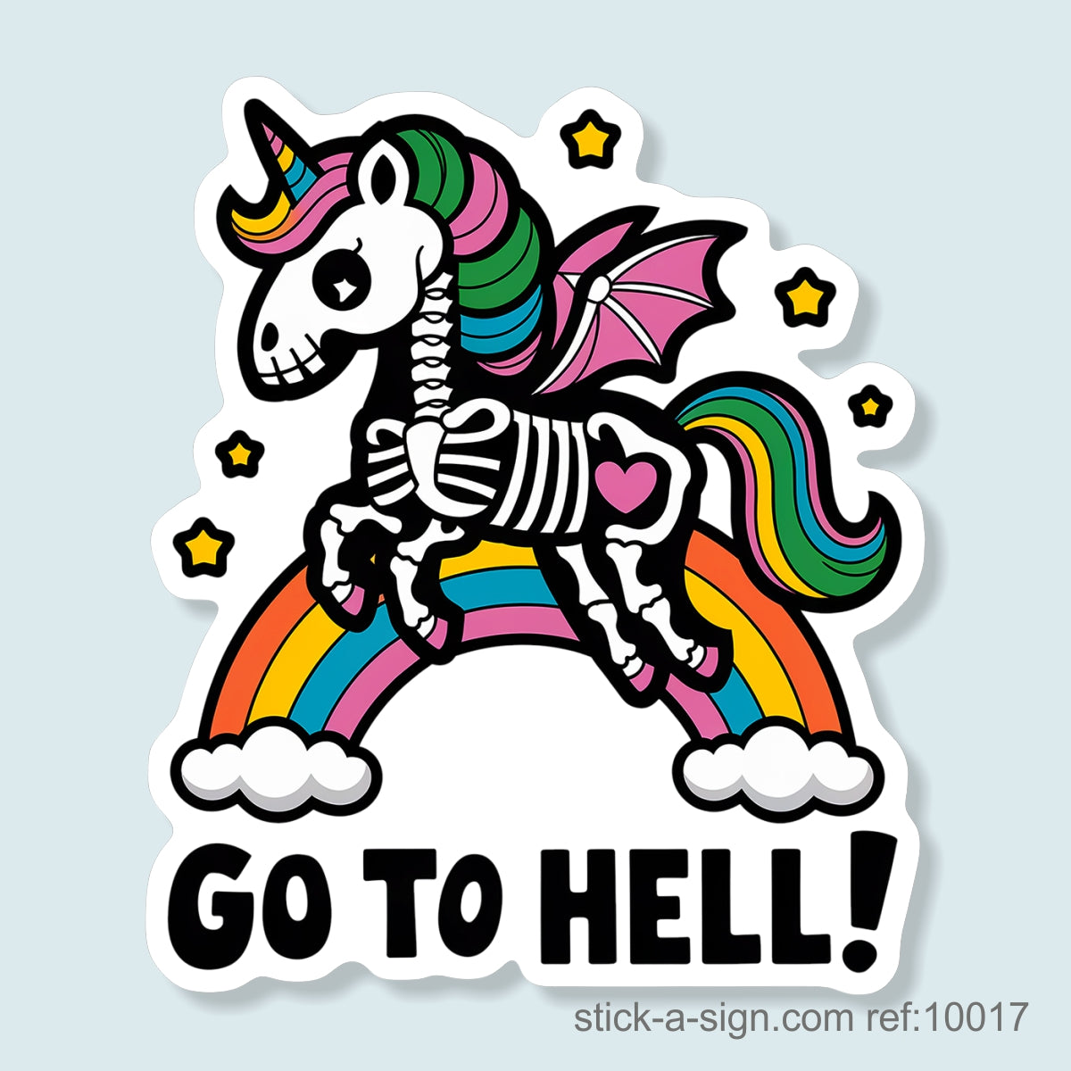 Go To Hell Unicorn Vinyl Sticker