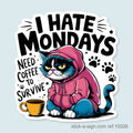 I Hate Mondays. Need Coffee Vinyl Sticker
