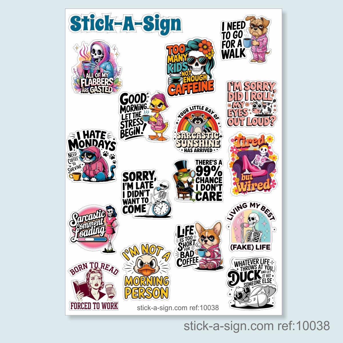 Sarcastic-themed Sticker Collection - 16x5cm Stickers