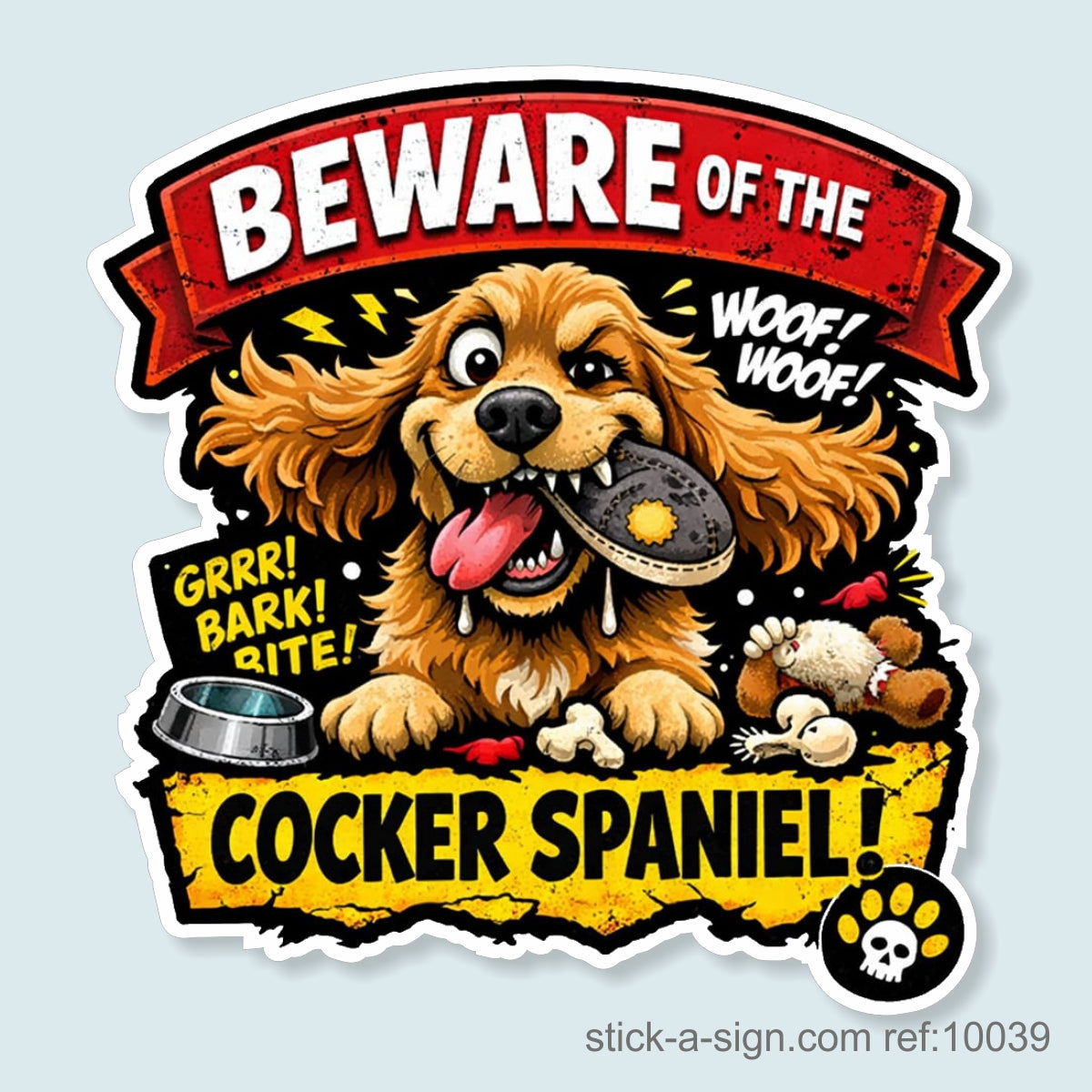 Beware of the Cocker Spaniel Vinyl Sticker