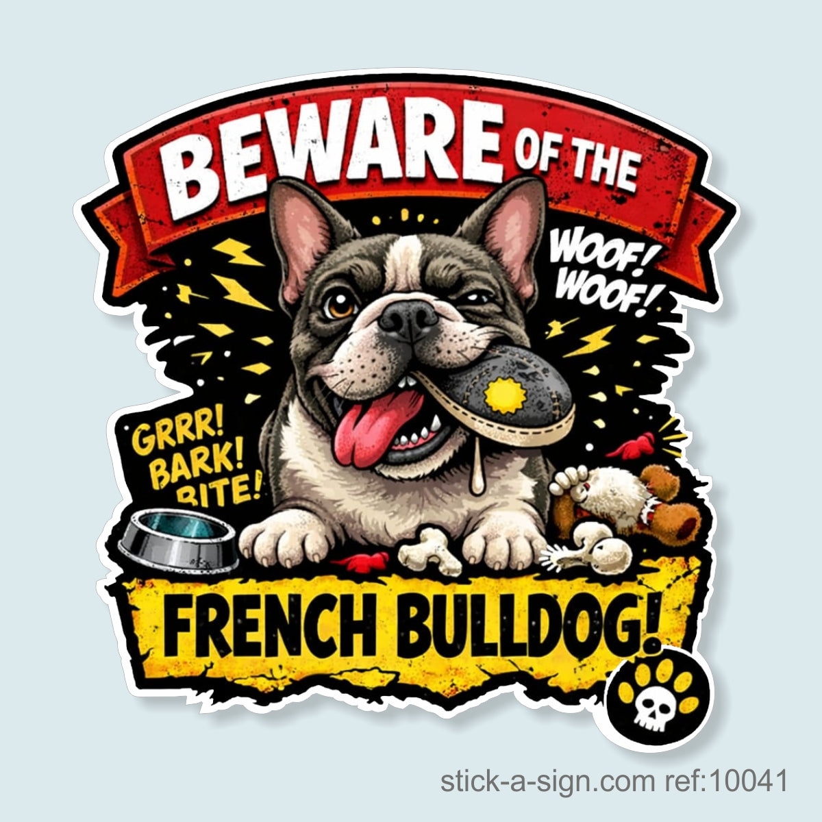Beware of the French Bulldog Vinyl Sticker