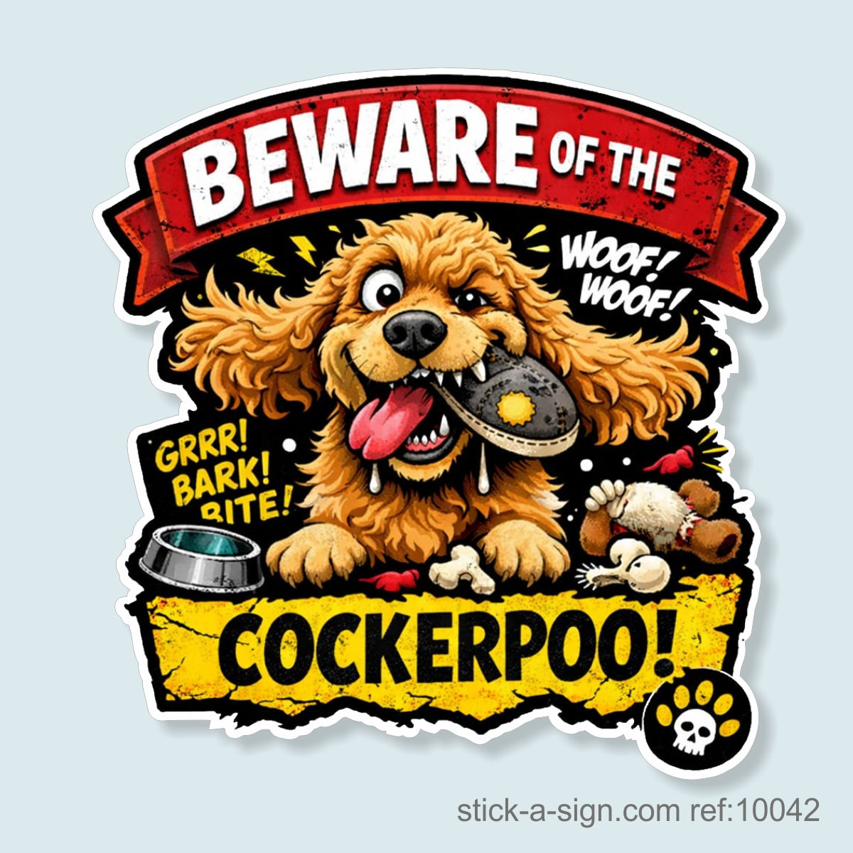 Beware of the Cockerpoo Vinyl Sticker