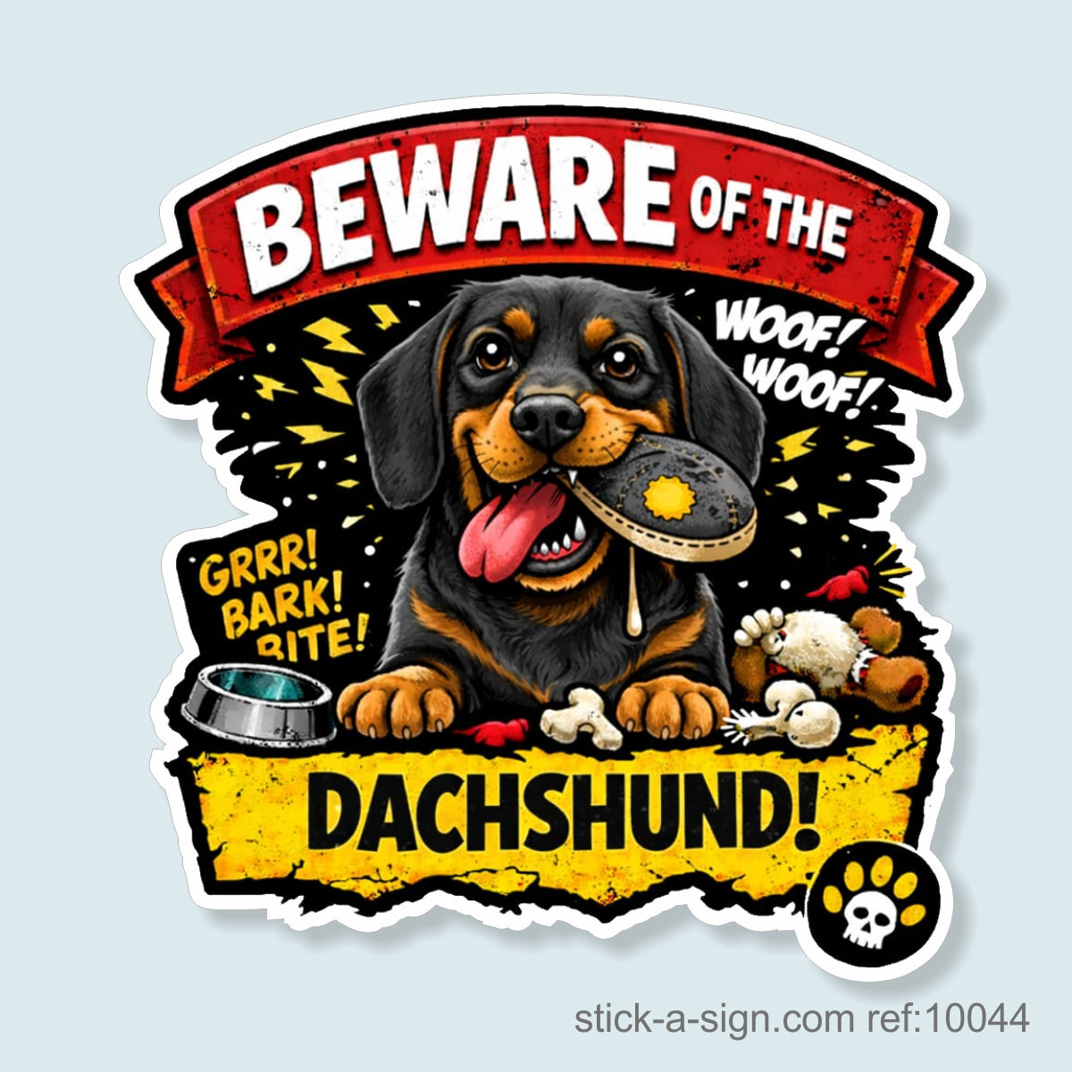 Beware of the Dachshund Vinyl Sticker