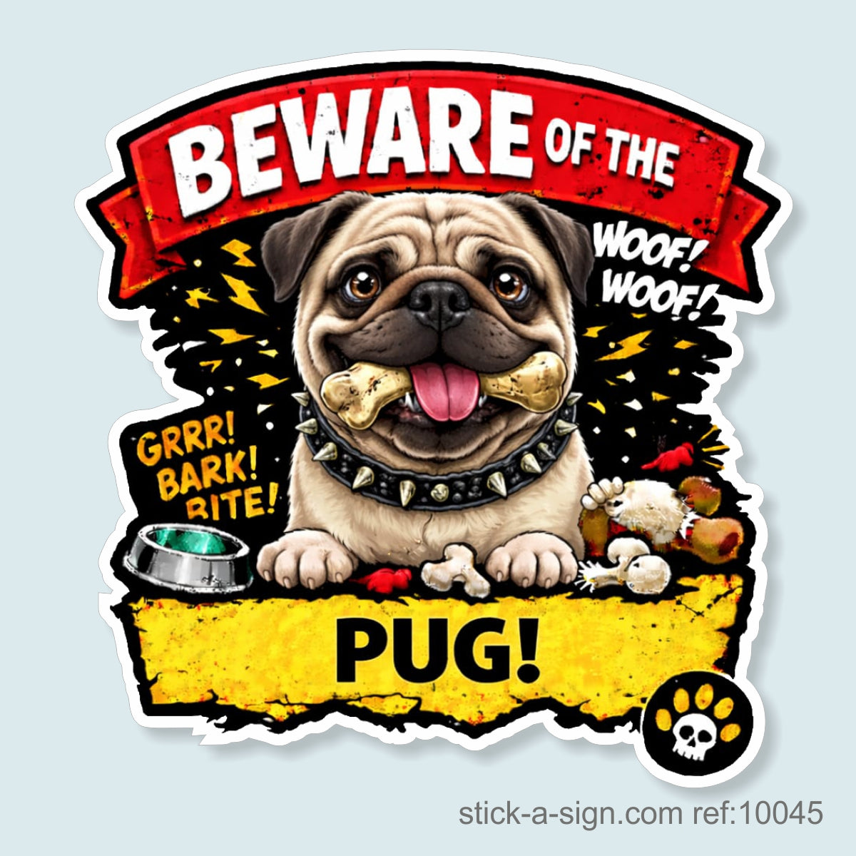 Beware of the Pug Vinyl Sticker