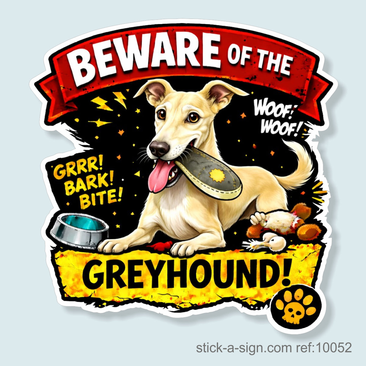 Beware of the Greyhound Vinyl Sticker