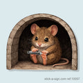 Cute Mouse Cutting Nails Skirting Board Sticker, 7cm