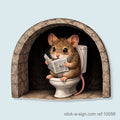 Cute Mouse on Toilet Skirting Board Sticker, 7cm