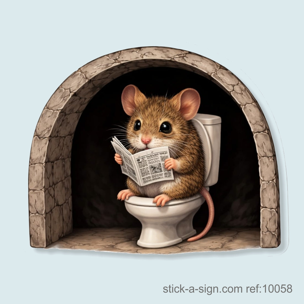 Cute Mouse on Toilet Skirting Board Sticker, 7cm