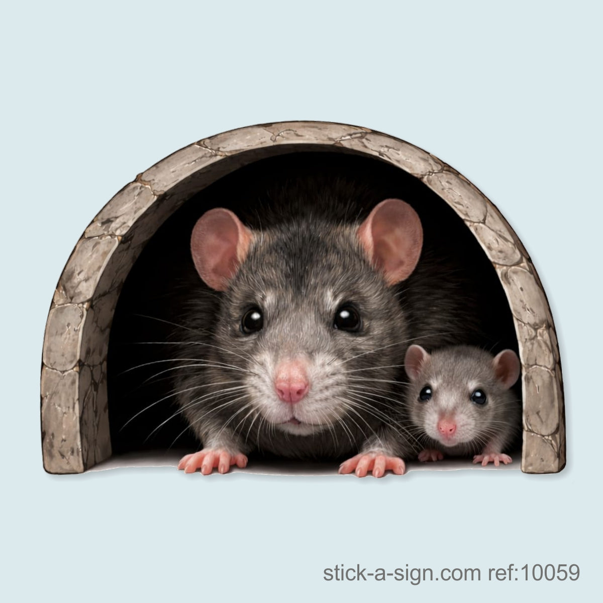 Cute Rat & Baby Skirting Board Sticker, 7cm