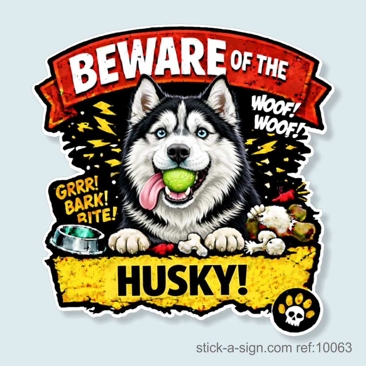 Beware of the Husky Vinyl Sticker