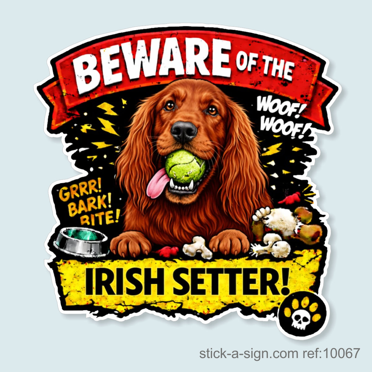 Beware of the Irish Setter Vinyl Sticker