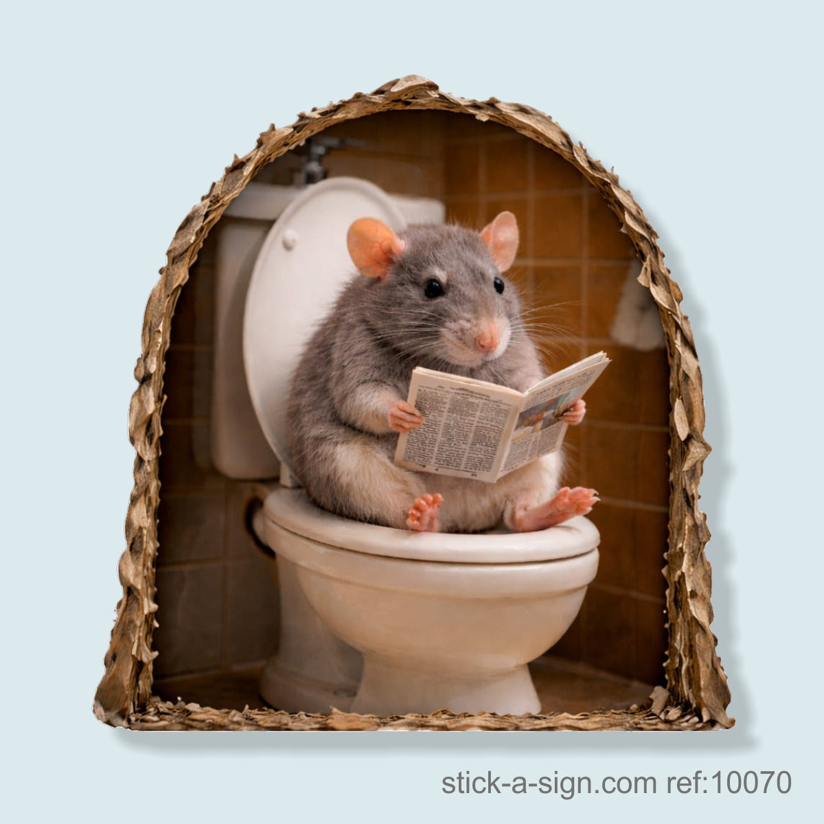 Mouse on Toilet Skirting Board Sticker, 7cm