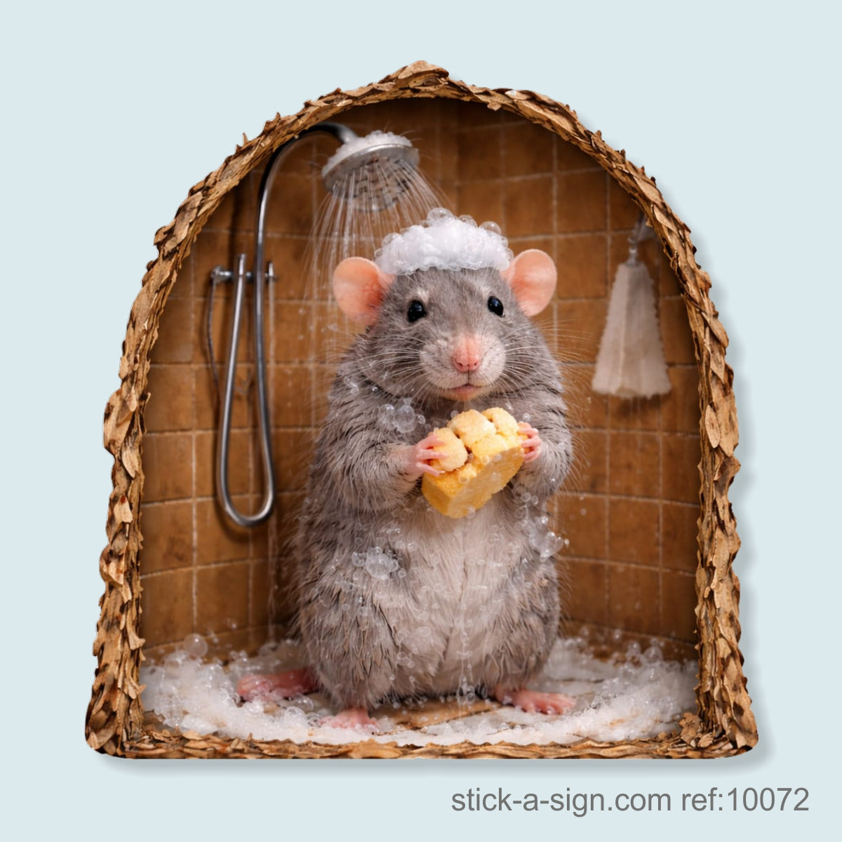 Mouse in the Shower Skirting Board Sticker, 7cm