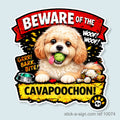 Beware of the Cavapoochon Vinyl Sticker