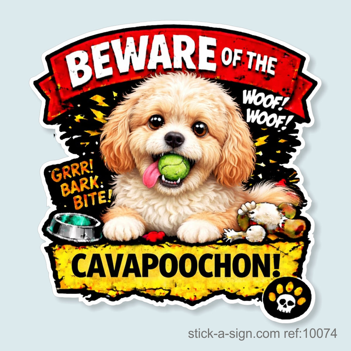 Beware of the Cavapoochon Vinyl Sticker