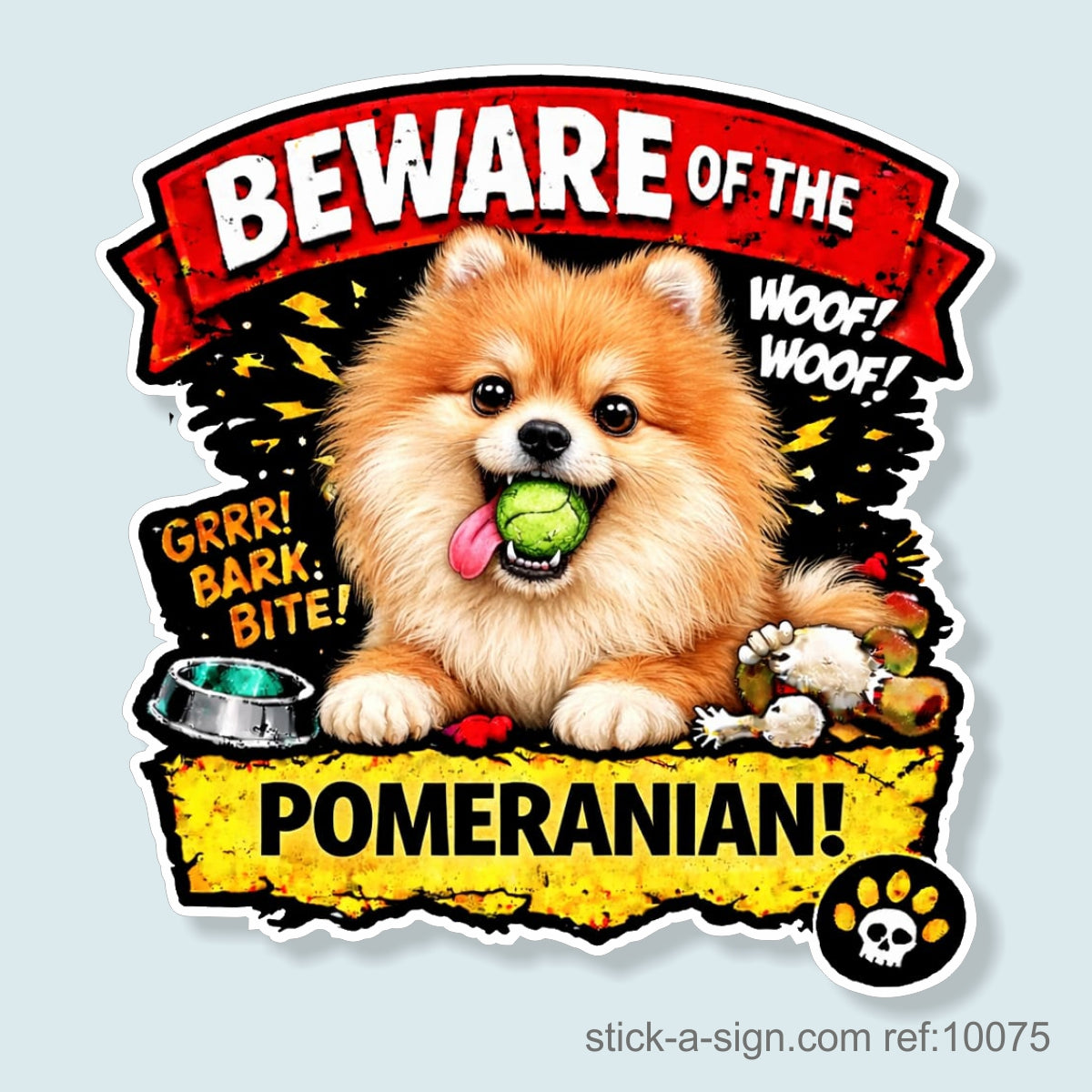 Beware of the Pomeranian Vinyl Sticker