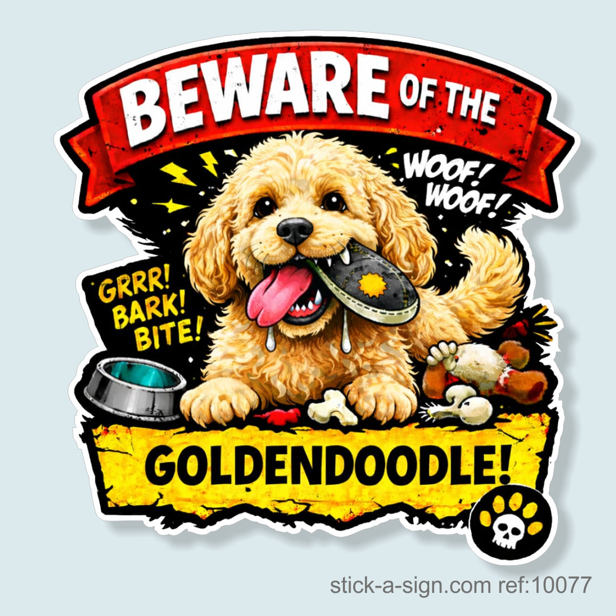 Beware of the Goldendoodle Vinyl Sticker