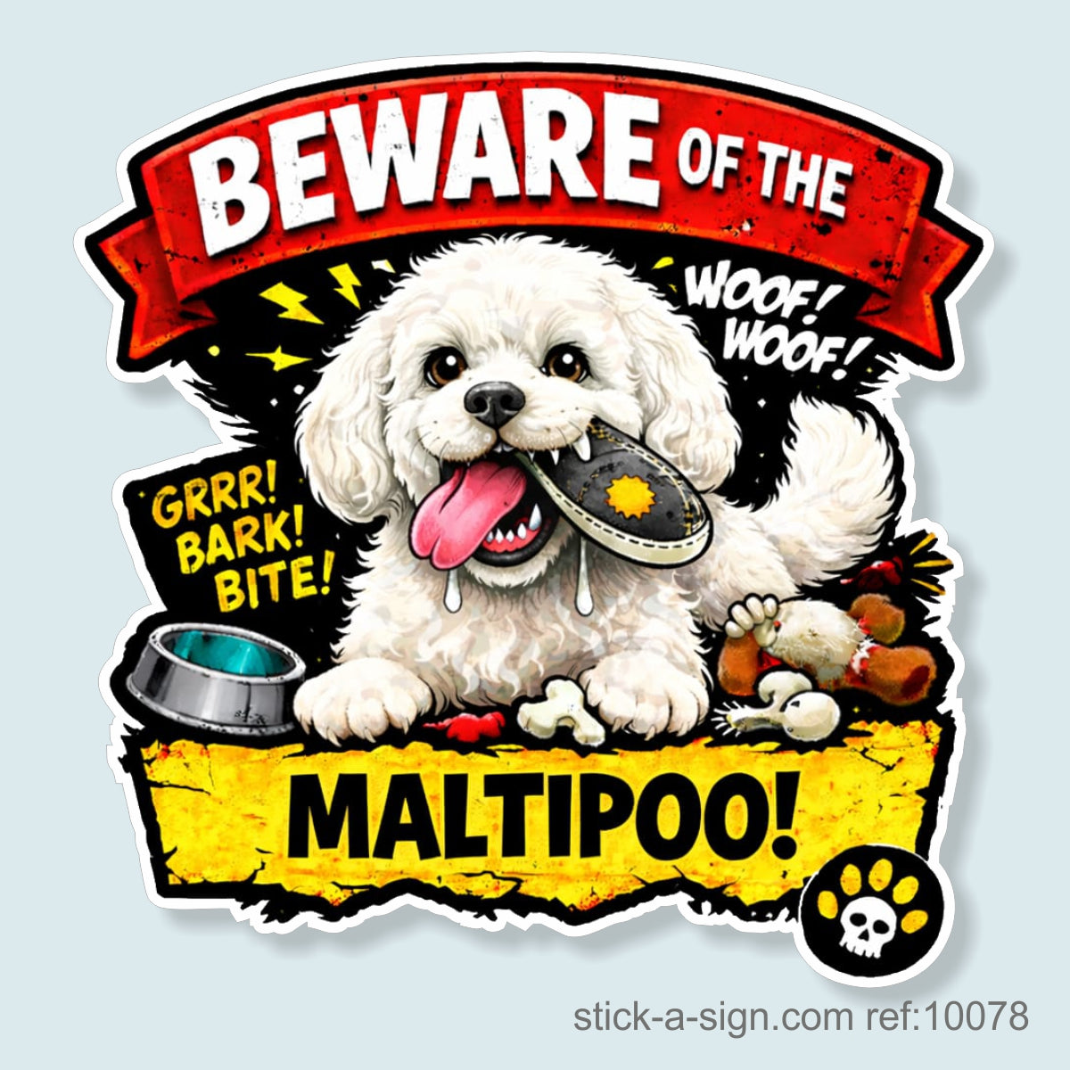 Beware of the Maltipoo Vinyl Sticker