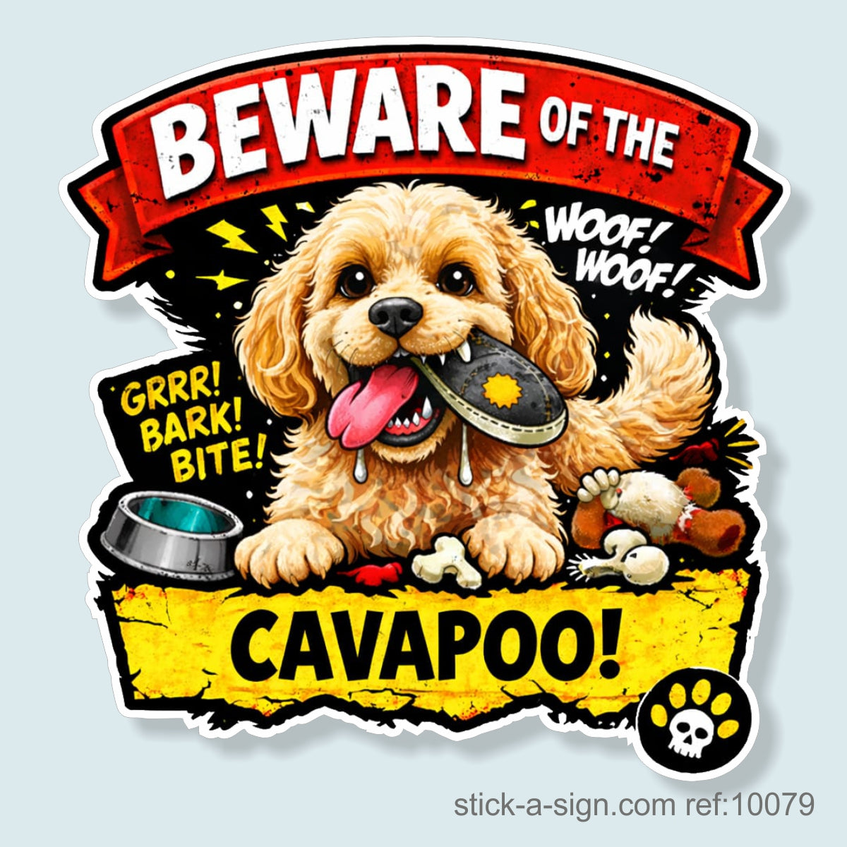 Beware of the Cavapoo Vinyl Sticker