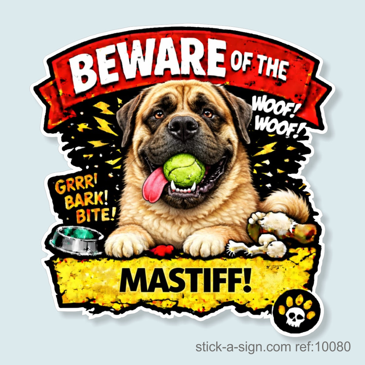 Beware of the Mastiff Vinyl Sticker