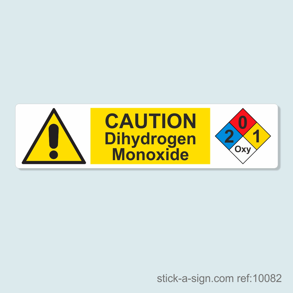 Caution Dihydrogen Monoxide Water Bottle Sticker