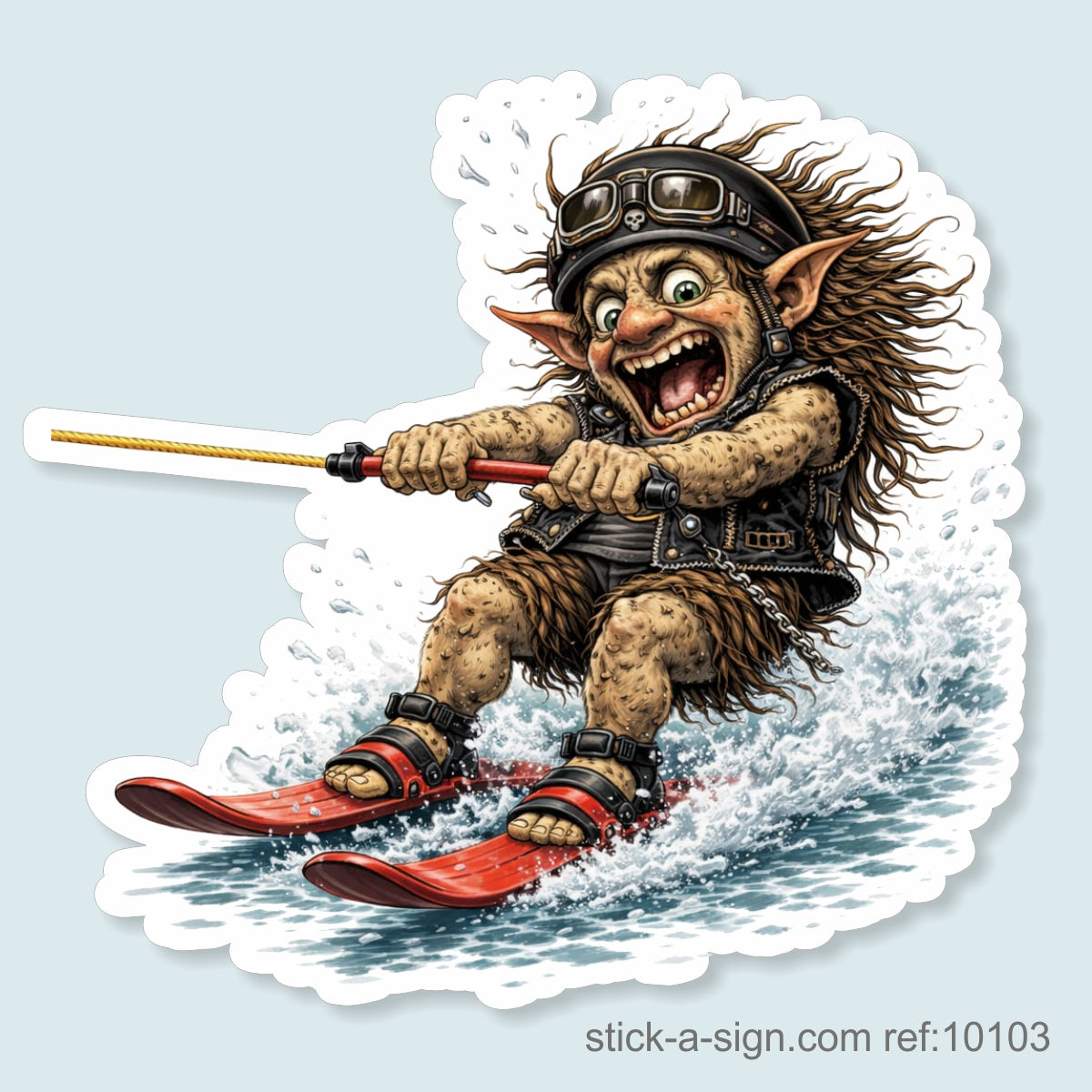 Water-skiing Troll Vinyl Sticker