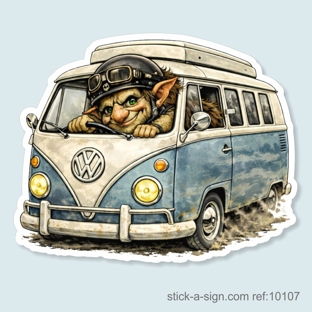 Camper Van Troll Vinyl Sticker