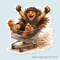 Shopping Trolley Troll Vinyl Sticker