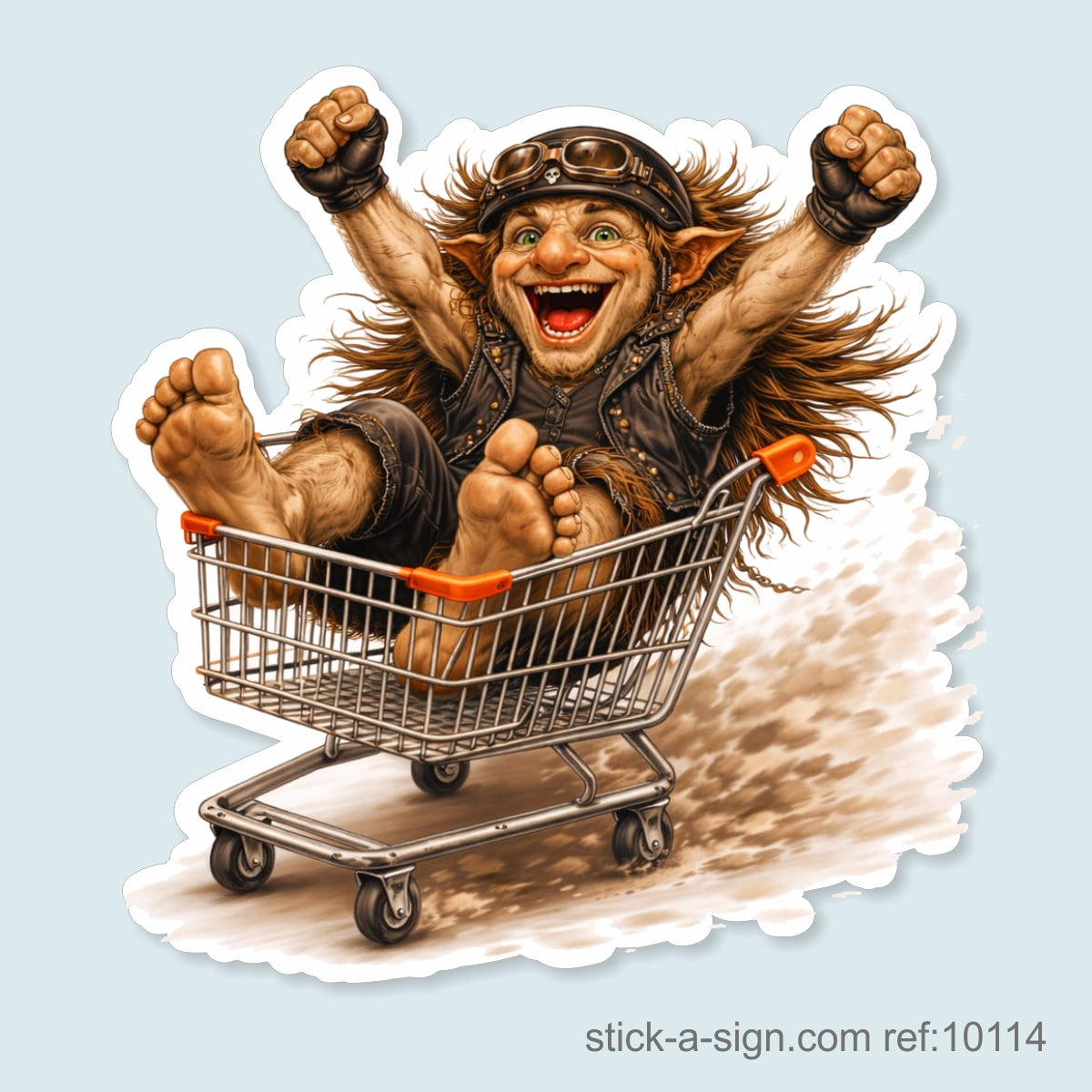 Shopping Trolley Troll Vinyl Sticker