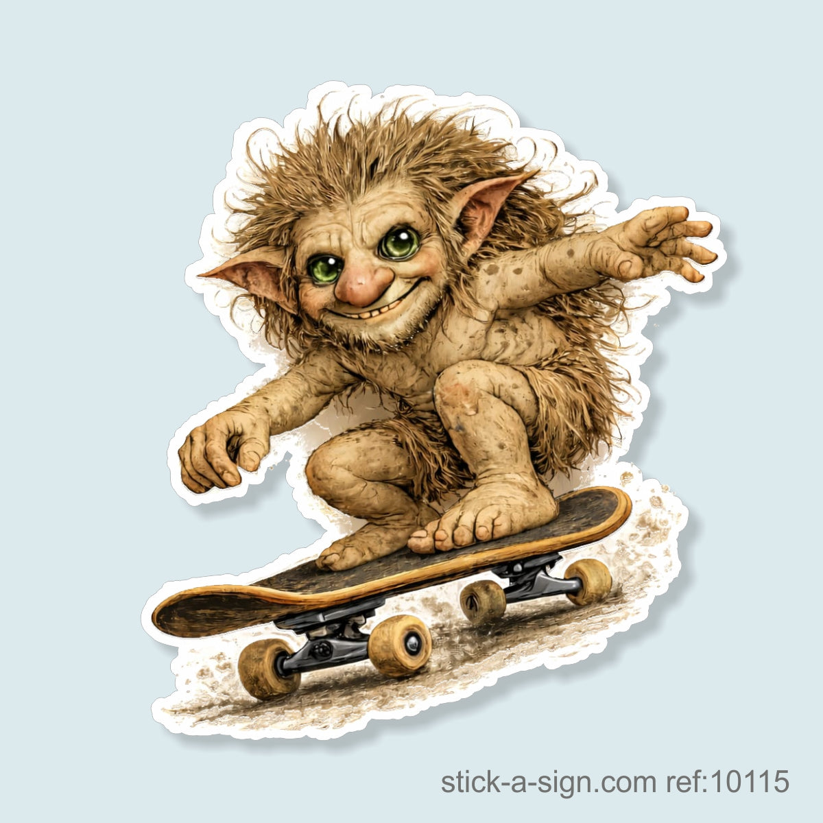Skateboarding Troll Vinyl Sticker