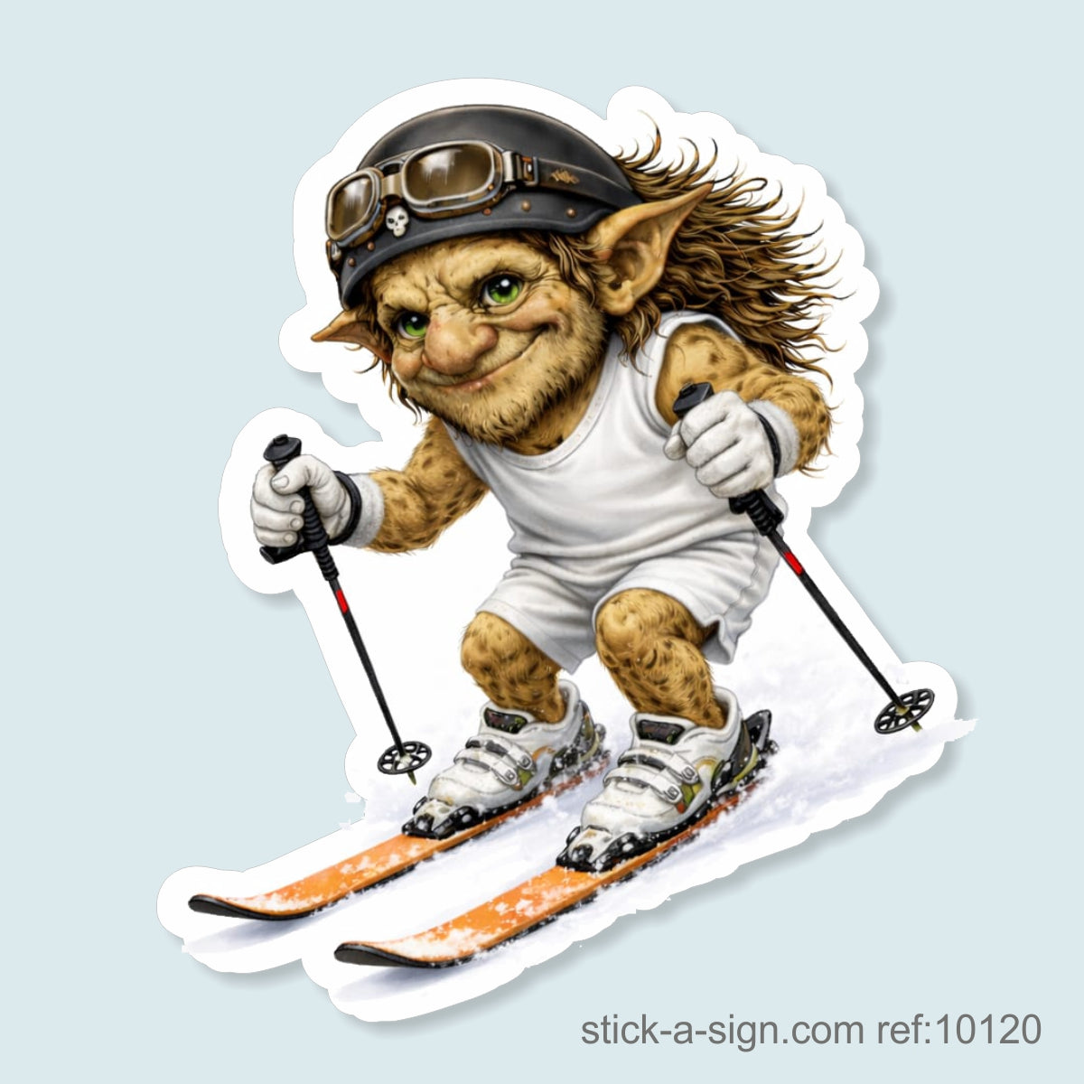 Skiing Troll Vinyl Sticker