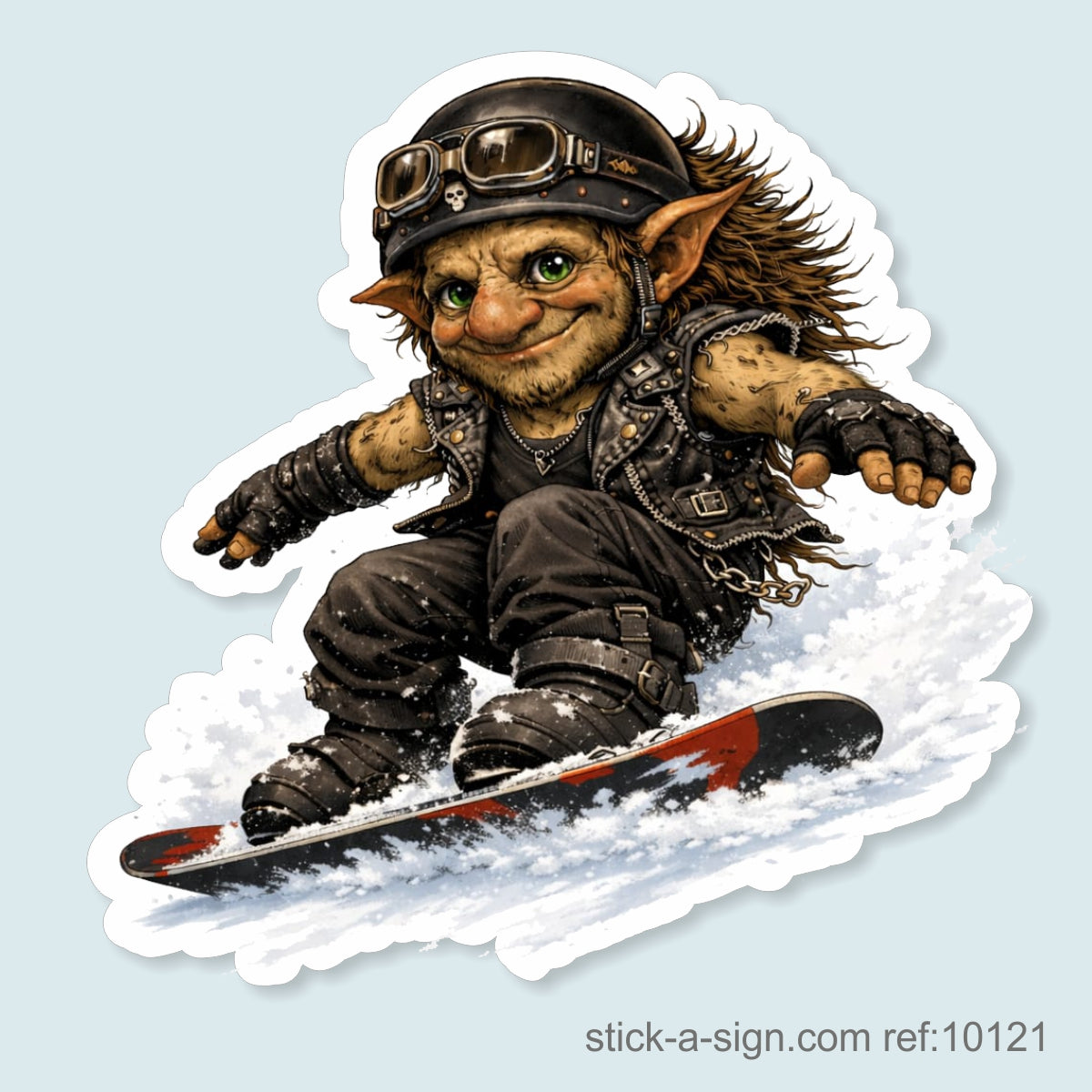 Snowboarding Troll Vinyl Sticker