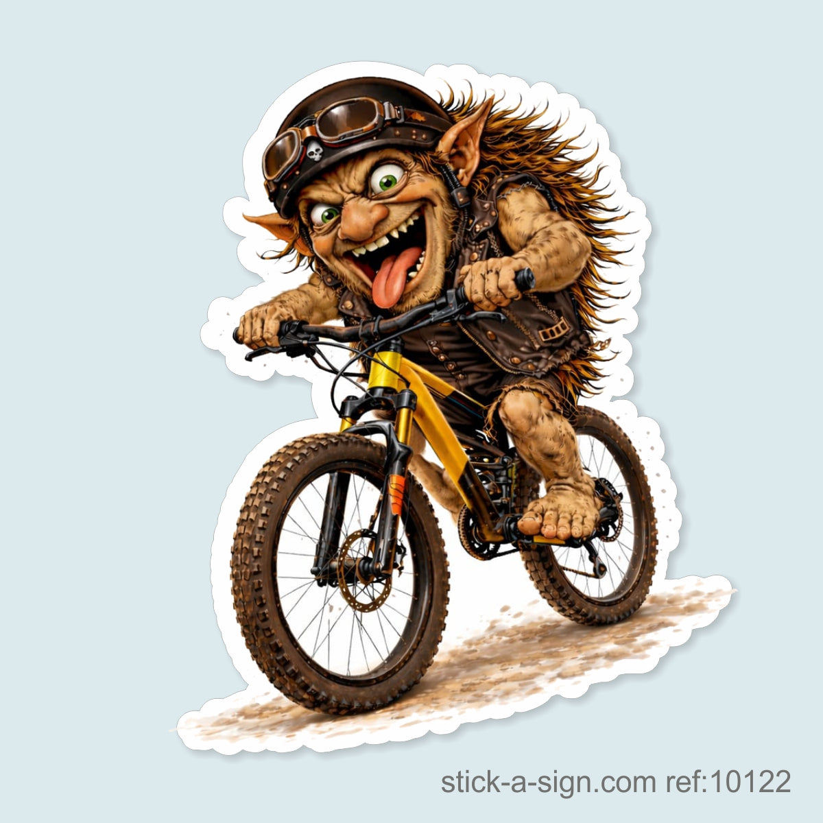 Crazy Mountain Biker Troll Vinyl Sticker