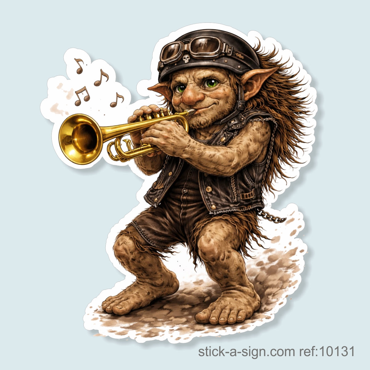 Troll Playing Trumpet Vinyl Sticker