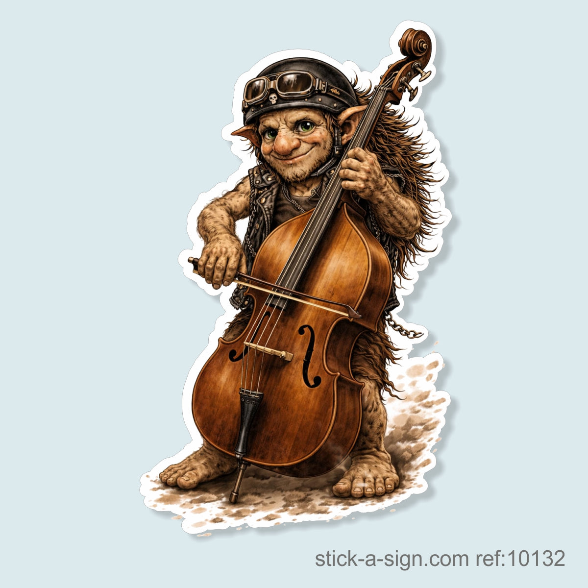 Troll Playing Double Bass Vinyl Sticker