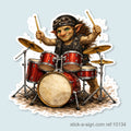 Troll Playing Drums Vinyl Sticker