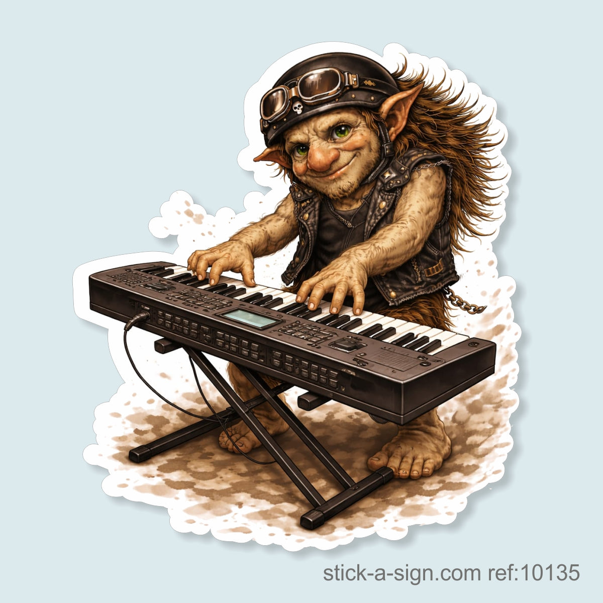 Troll Playing Keyboard Vinyl Sticker