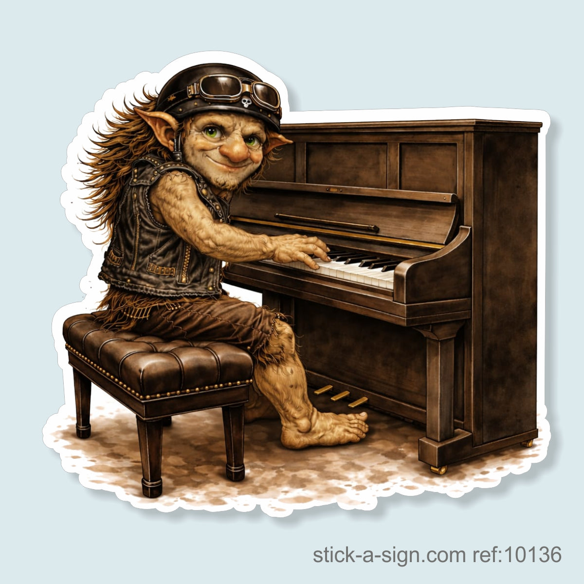 Troll Playing Piano Vinyl Sticker
