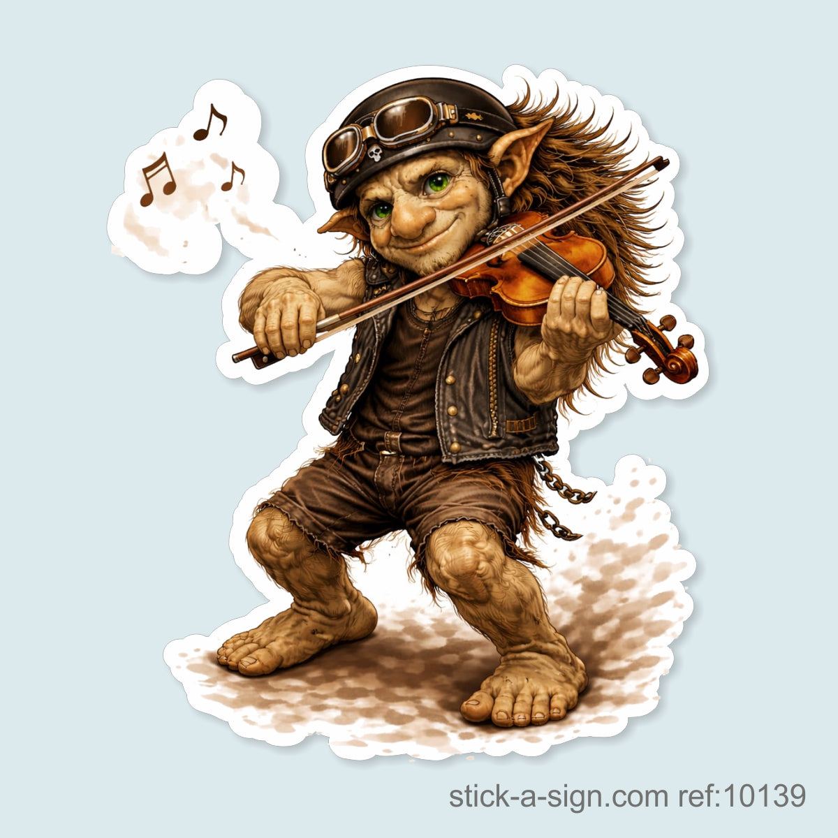 Troll Playing Violin Vinyl Sticker
