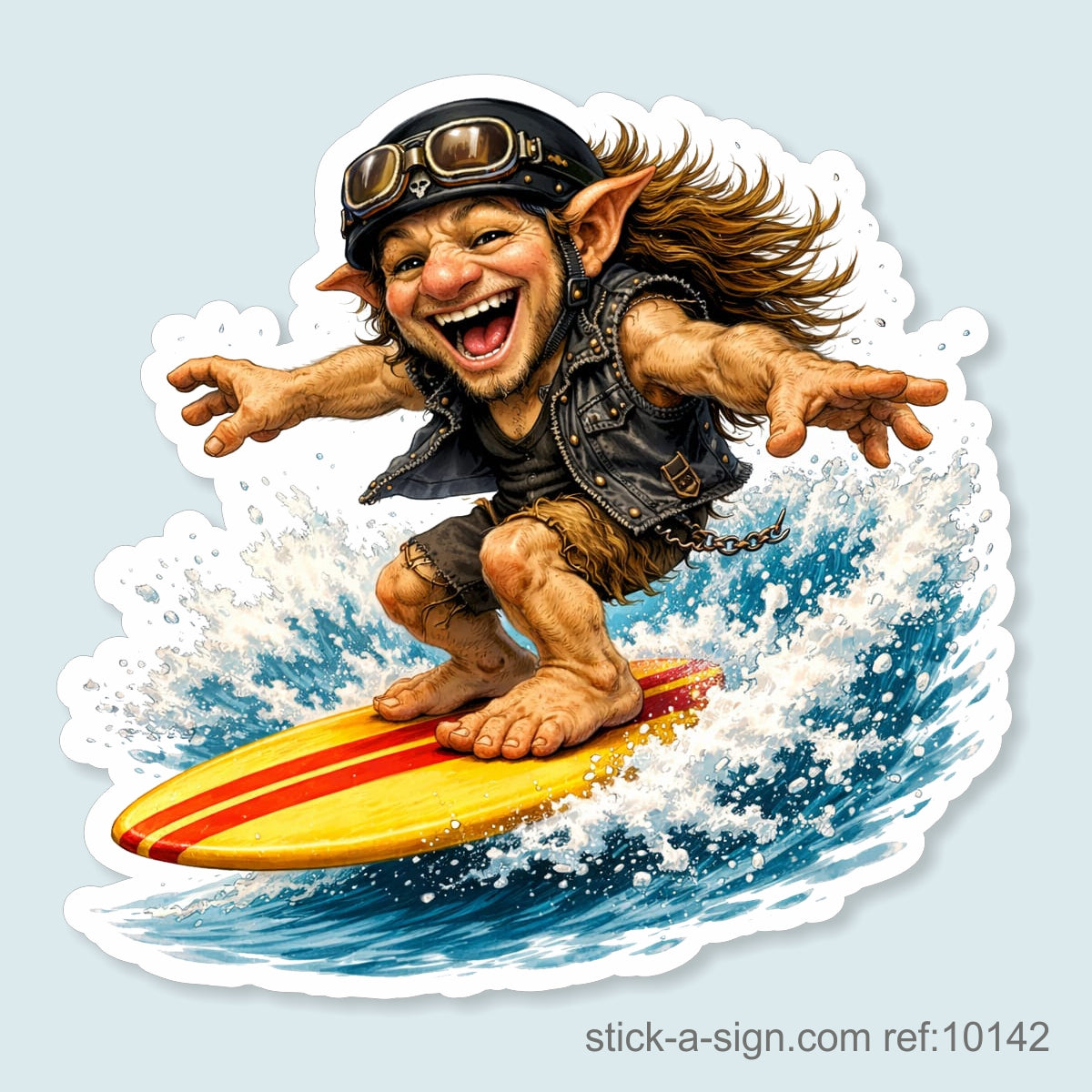 Surfing Troll Vinyl Sticker