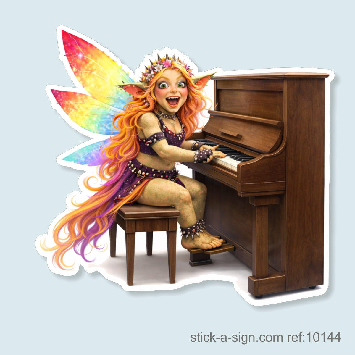 Fairy Troll Playing Piano Vinyl Sticker
