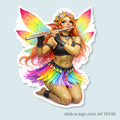 Fairy Troll Playing Flute (Kneeling) Vinyl Sticker
