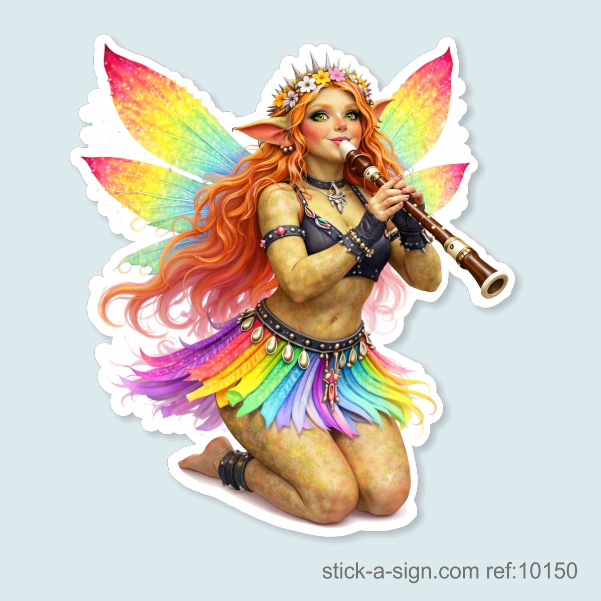Fairy Troll Playing Recorder Vinyl Sticker