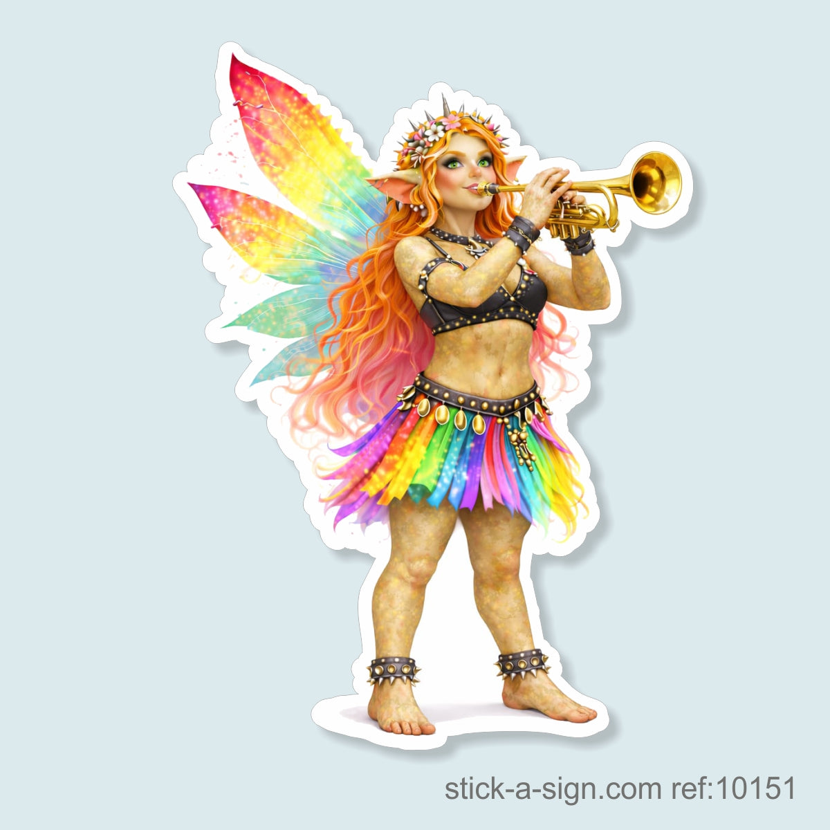 Fairy Troll Playing Trumpet Vinyl Sticker
