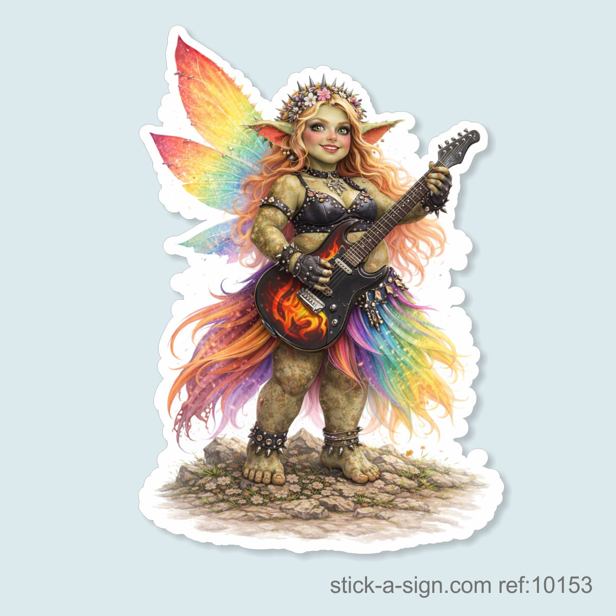 Fairy Troll Playing Electric Guitar Vinyl Sticker