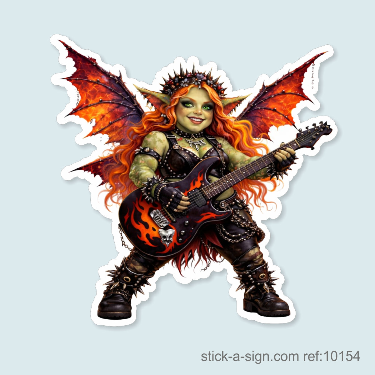 Heavy Metal Fairy Playing Guitar Vinyl Sticker