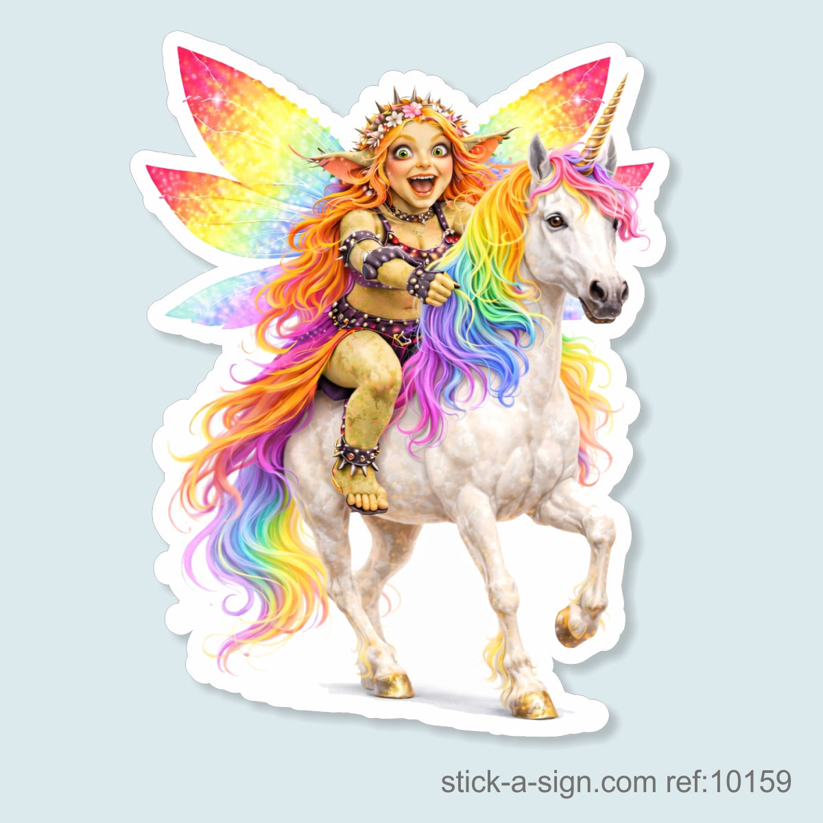 Fairy Troll Riding Unicorn Vinyl Sticker