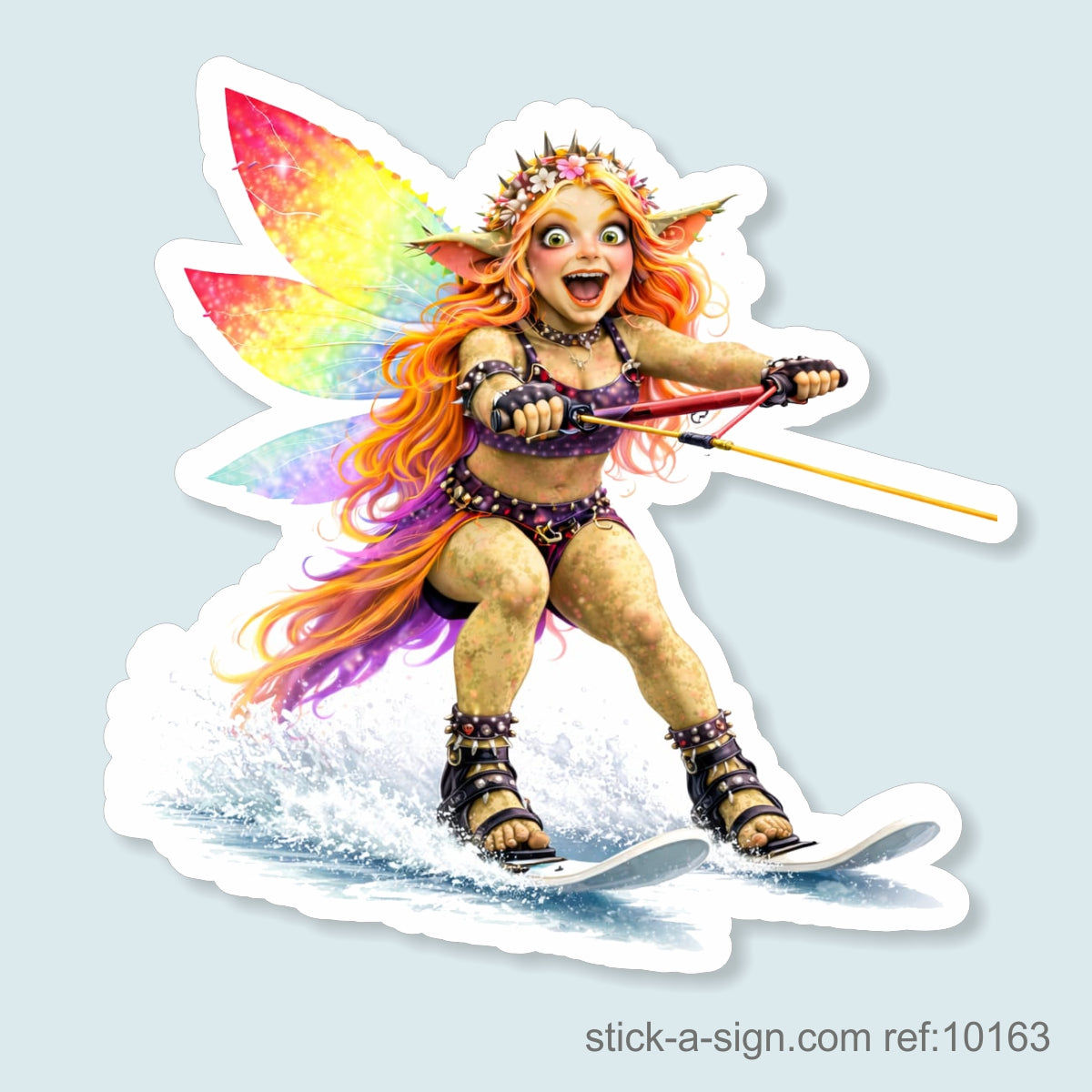 Fairy Troll Water Skiing Vinyl Sticker
