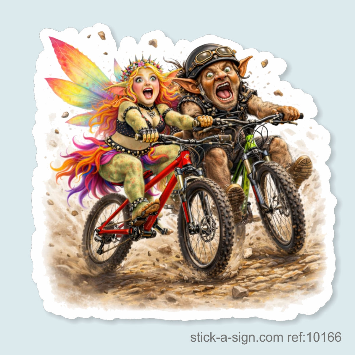 Troll & Fairy Mountain Biking Vinyl Sticker