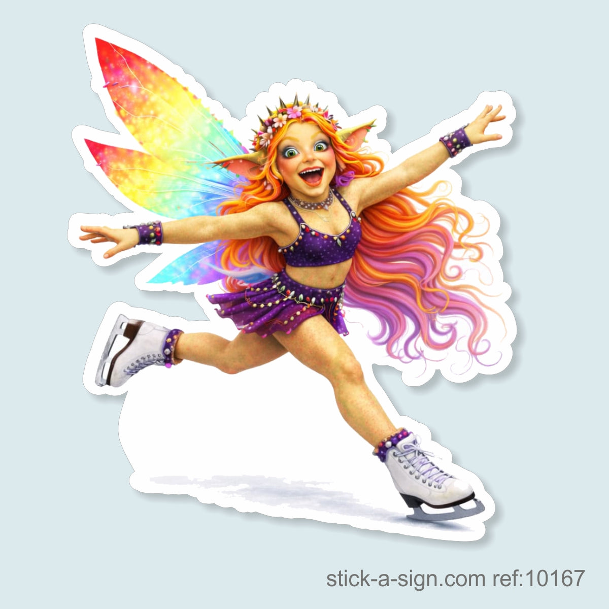 Fairy Troll Ice Skating Vinyl Sticker